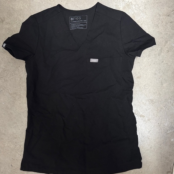 Figs Tops - Figs Black V-Neck Scrub Top